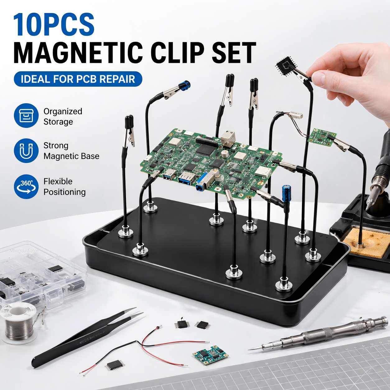 Pcb Holder Clamp - Magnetic Soldering Third Hand Tool, Flexible
